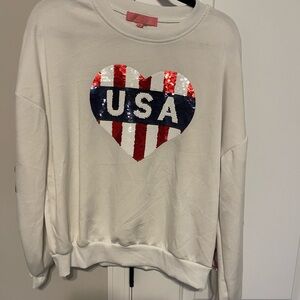 White Sequin Heart USA Women's Top
